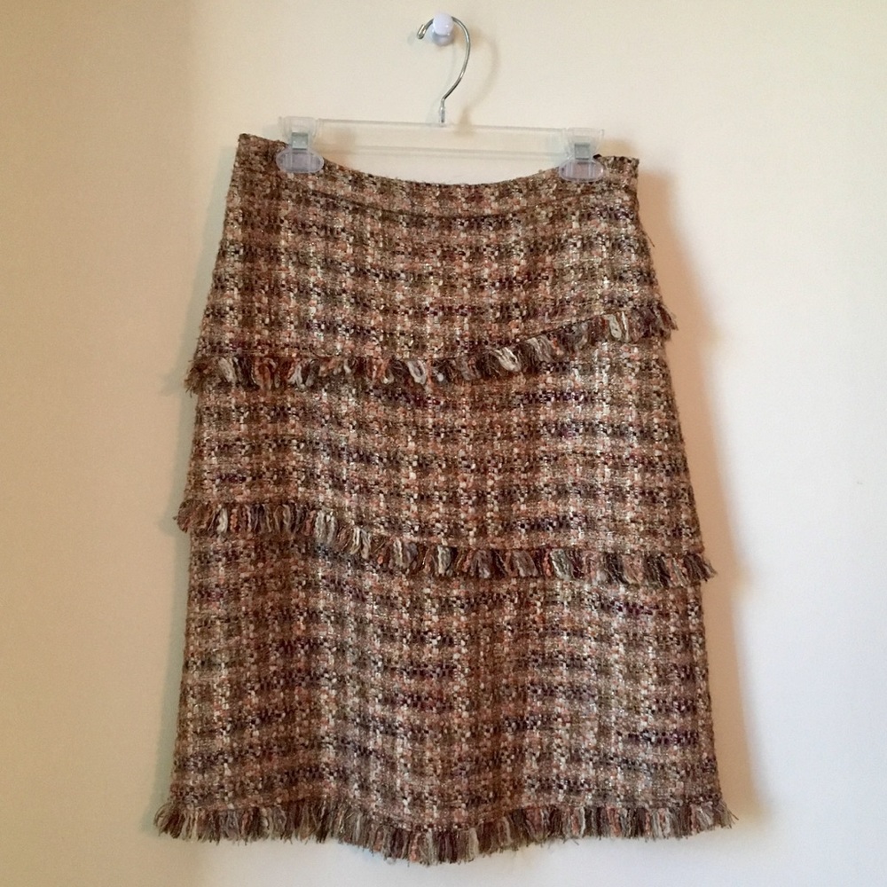 Lafayette 148 New York Tweed Fringe Skirt